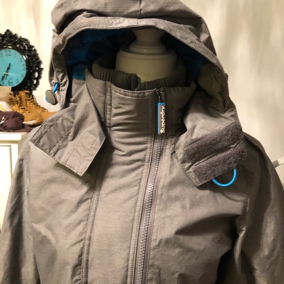 Superdry gray jacket with blue interior, Sz S - Picture 8 of 8